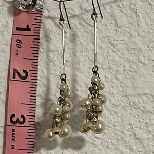 Faux Pearl Cluster Drop Earrings